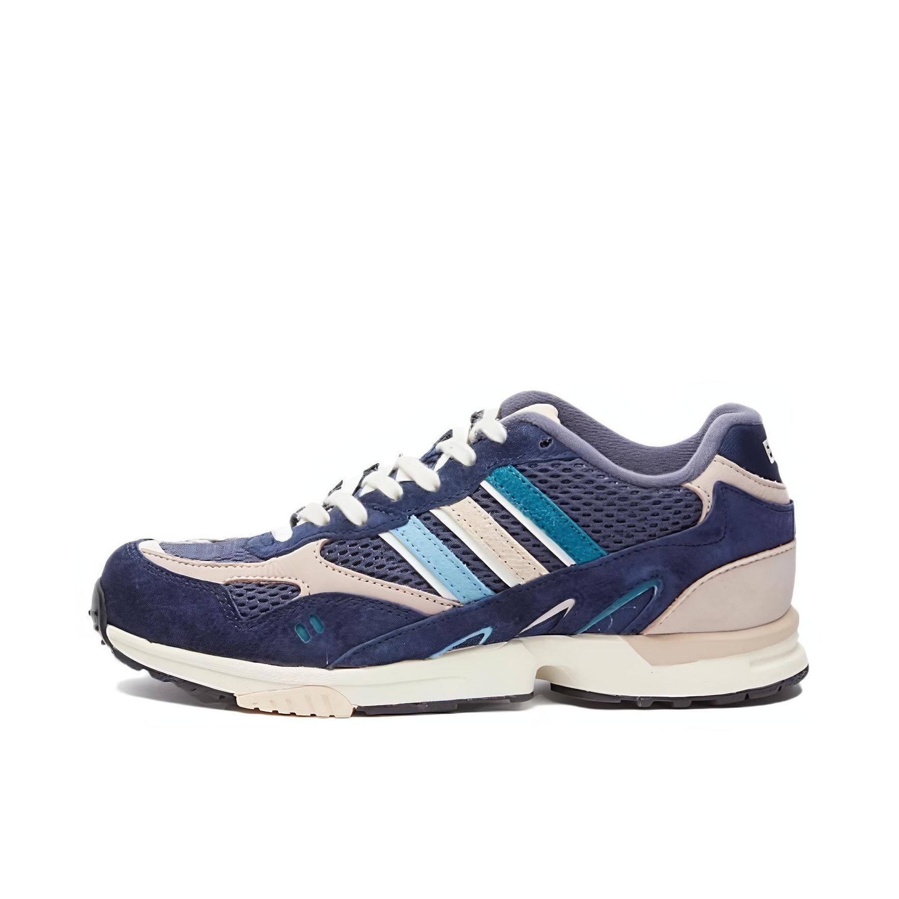 推荐商品：adidas originals Torsion Super 绒面革 舒适耐磨 减震防滑 网布 圆头 织物 复古百搭 休闲鞋 The END联名/深蓝色/粉色