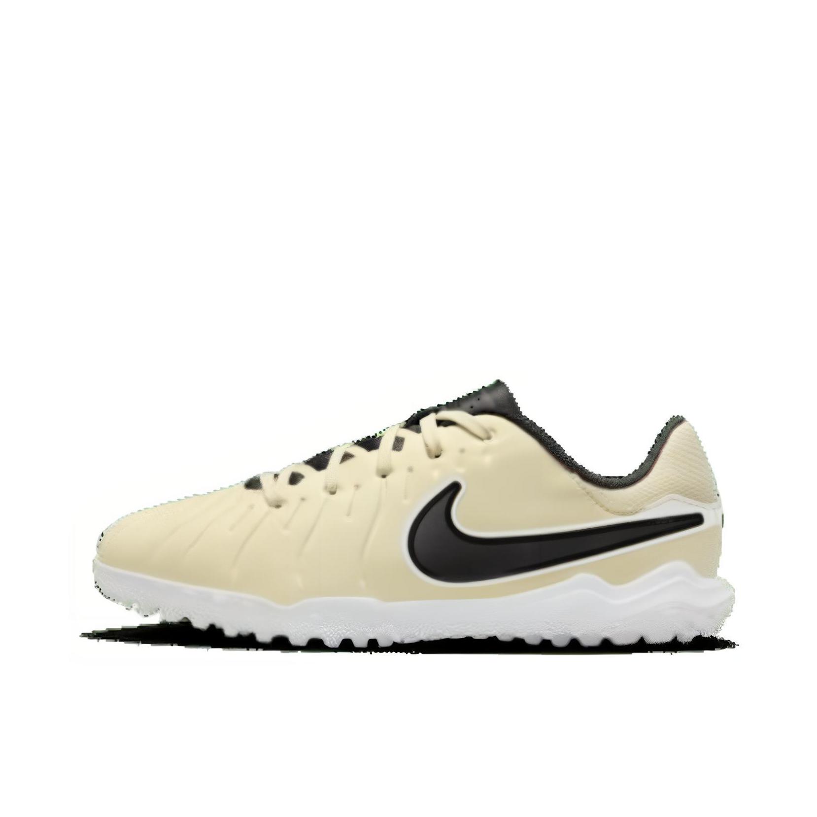 推荐商品：Nike Tiempo Legend 10 Pro TF 中端 胶质碎钉 人造场地 防滑耐磨 足球鞋 大童/米白色