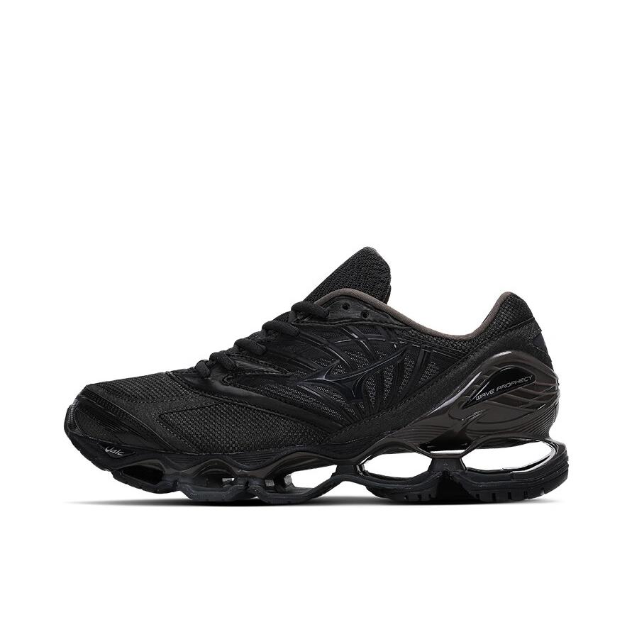 推荐商品：Mizuno/美津浓  Wave Prophecy LS  预言  缓震回弹 防滑耐磨 舒适轻便  网布  透气 拼接织物 合成革 支撑 百搭时尚 休闲运动  跑鞋 VAINL ARCHIVE联名/黑色