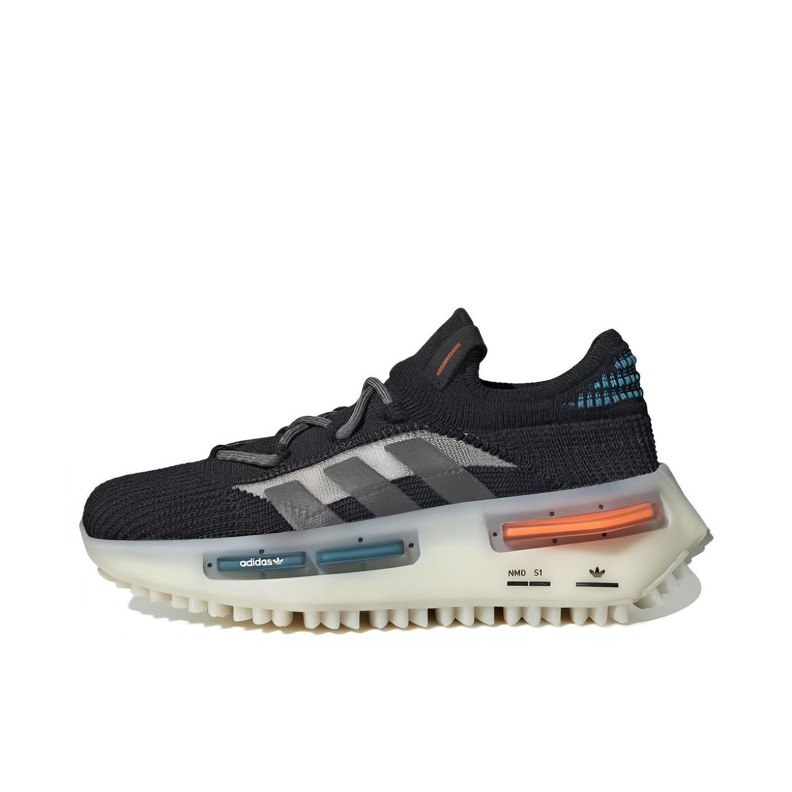 推荐商品：adidas originals NMD S1 缓震 织物 轻便 跑鞋 大童/黑色/白色