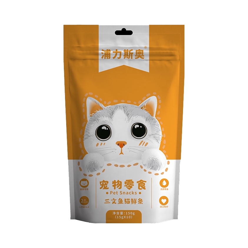 推荐商品：浦力斯奥 猫咪三文鱼味鲜肉猫条增肥发腮