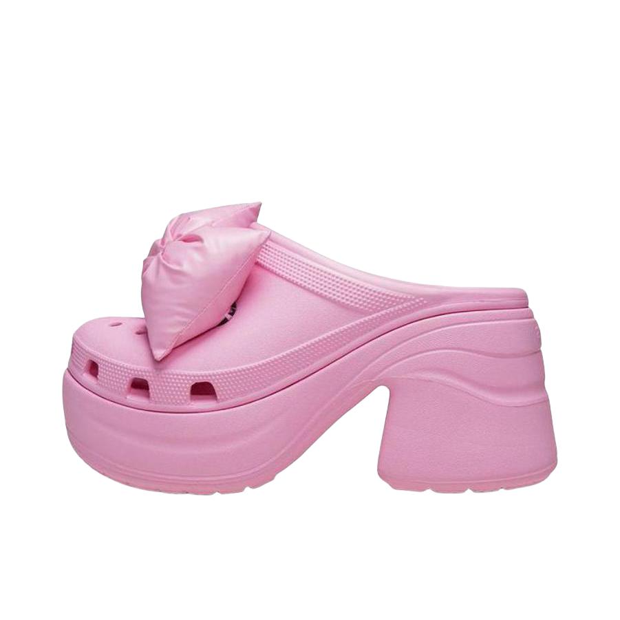 推荐商品：Crocs/卡骆驰 Siren Clog 防磨轻便 厚底增高 舒适透气 包头 粗跟 圆头 坡跟 百搭时尚 休闲简约 沙滩鞋 洞洞鞋 拖鞋 女款/粉色 