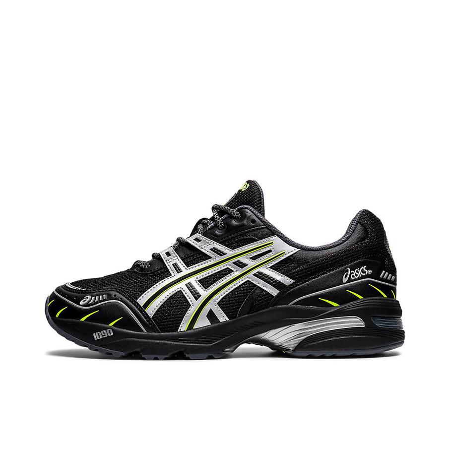 推荐商品：Asics/亚瑟士 Gel-1090 跑鞋 防滑耐磨舒适透气缓震稳定复古织物合成革慢跑耐用流光风 黑色/银色