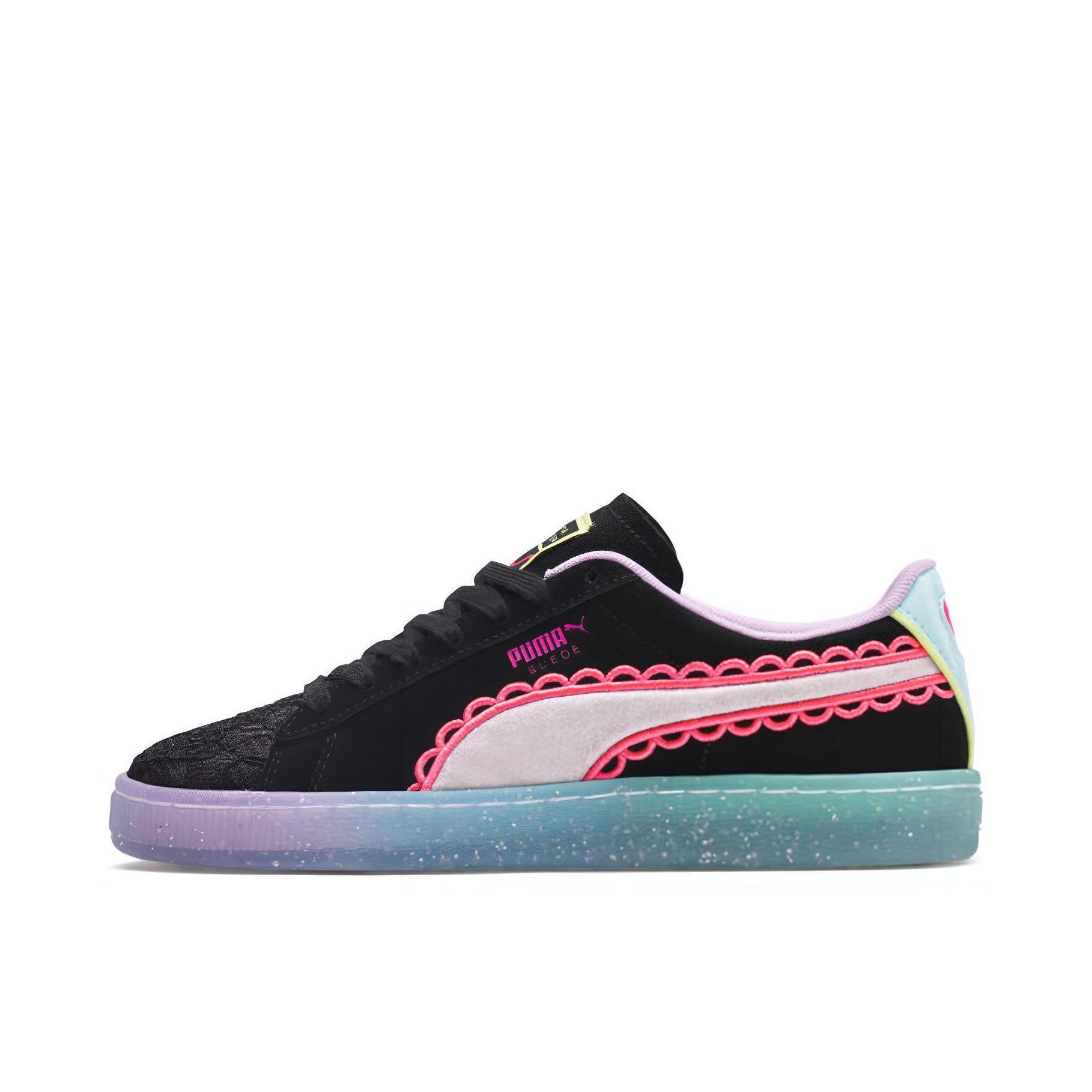 推荐商品：Puma/彪马 Suede Classic 面包鞋 板鞋 舒适百搭防滑耐磨轻便透气复古低帮圆头 Black/DeepPink 黑/彩虹