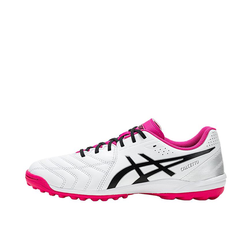 推荐商品：Asics/亚瑟士 Calcetto K WD 9 TF 人造草坪 耐磨 缓震 宽楦 胶质 碎钉 圆头 足球鞋 贝母白/粉色