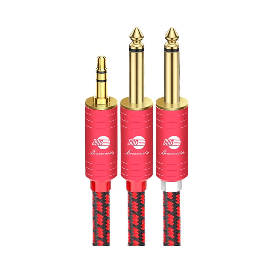 推荐商品：JIB/德国蟒蛇 RB-112 3.5mm转双6.5mm 公对公 音频线 原声呈现 双层屏蔽