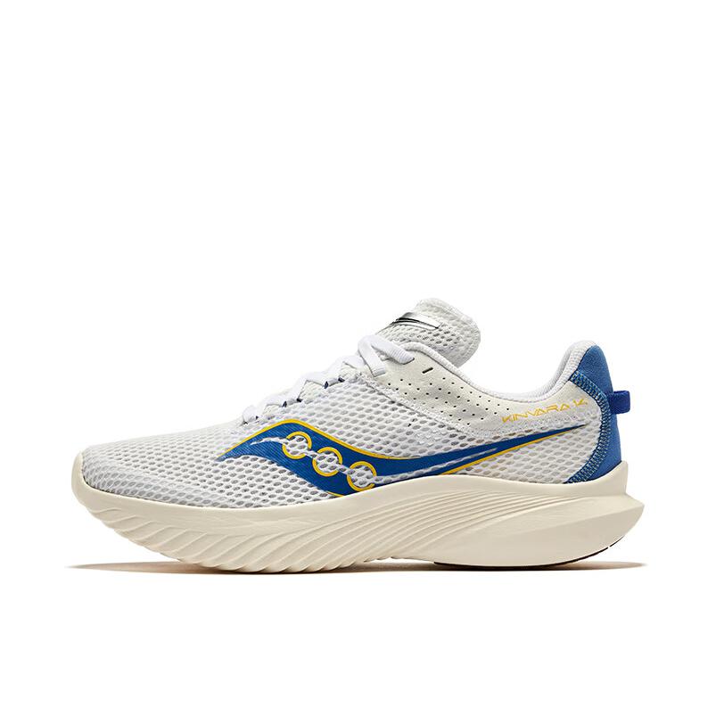 推荐商品：Saucony/索康尼 Kinvara 菁华 14 轻量 缓震 网面透气 防滑耐磨 跑鞋 男款/白色/蓝色