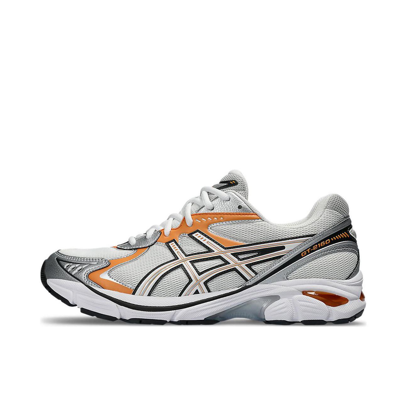 推荐商品：Asics/亚瑟士 GT-2160 跑鞋 拼接舒适缓震网面防滑耐磨复古简约百搭时尚合成革织物耐用短跑圆头支撑 白色/橘色