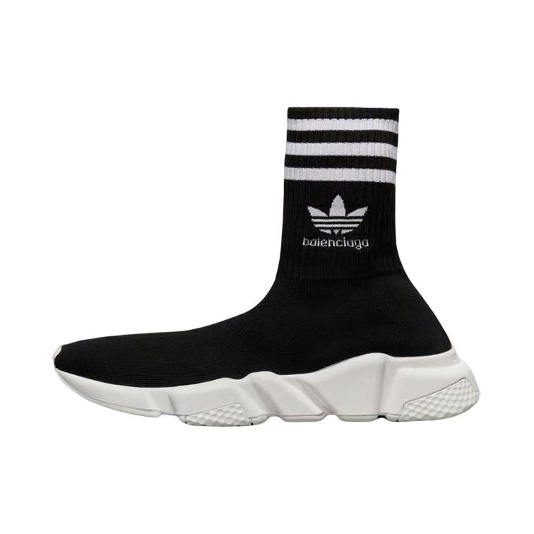 推荐商品：Balenciaga 巴黎世家 Speed 1.0 织物 舒适 防滑耐磨 圆头 套穿 运动休闲鞋 adidas originals联名/黑色/米白色  