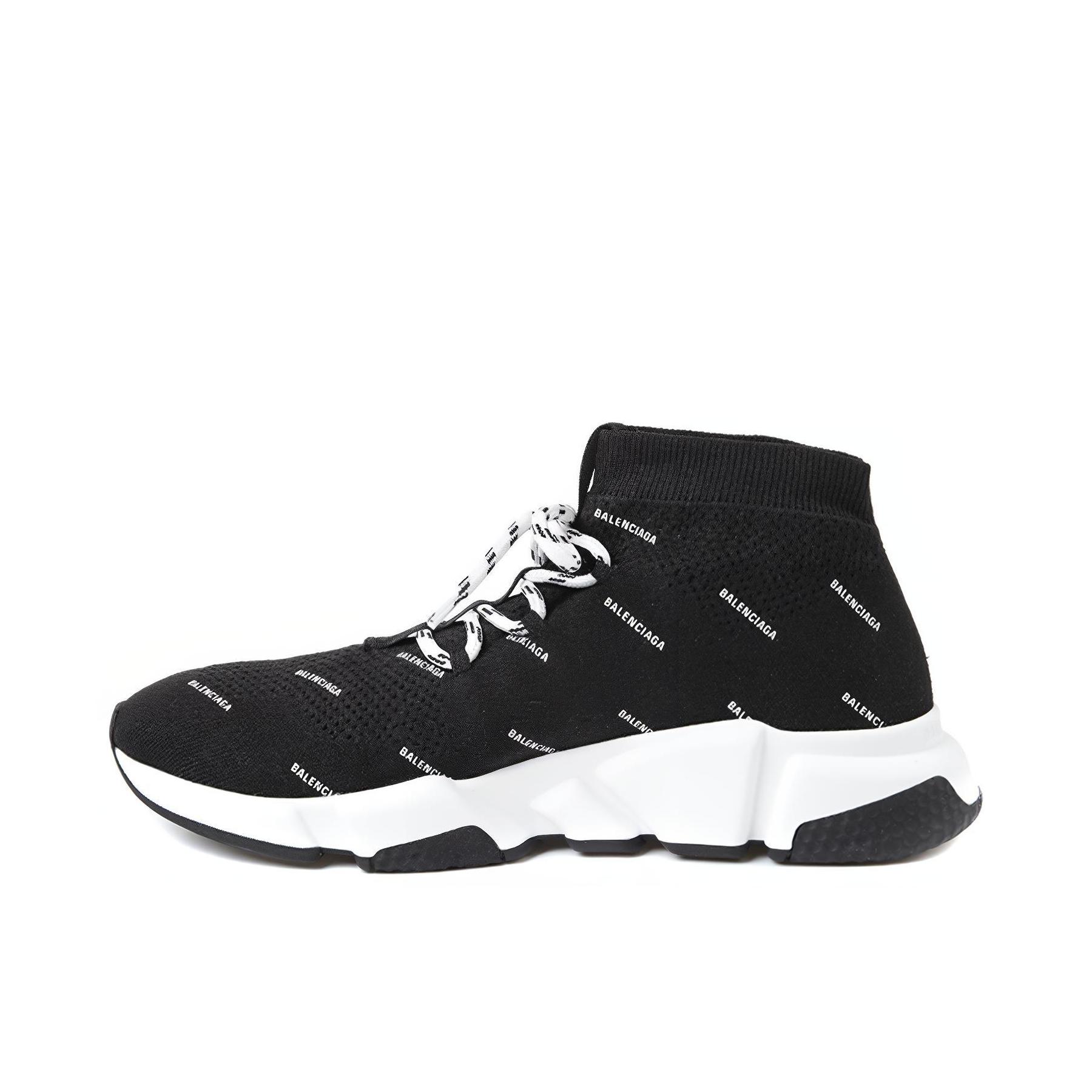 推荐商品：Balenciaga Speed Lace-up系列 舒适减震 防滑耐磨 透气 百搭 简约时尚 包裹性 运动休闲鞋 深黑色/白色  