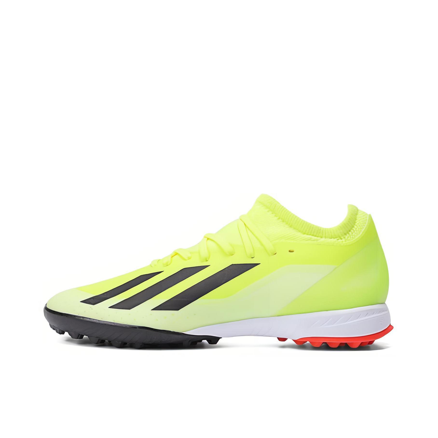 推荐商品：adidas x Crazyfast.3 TF 中端 胶质碎钉 硬人造草坪 圆头透气耐磨 足球鞋 黑色/黄色