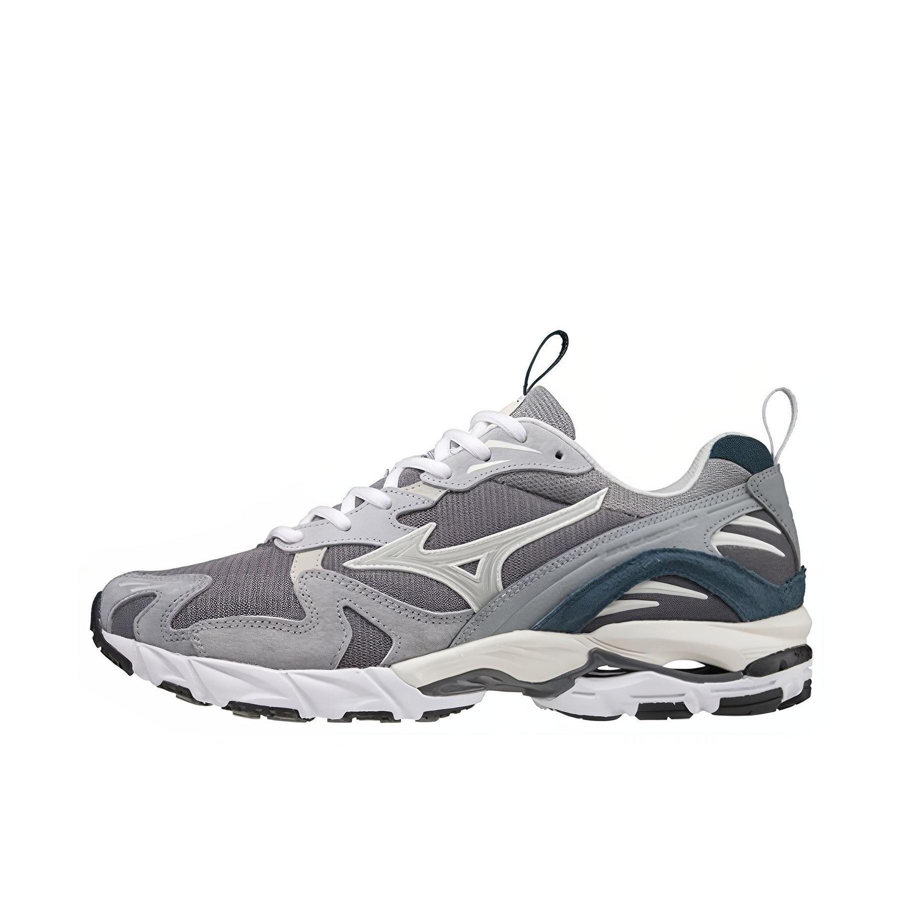 推荐商品：Mizuno/美津浓  Wave Rider 10  经典减震 防滑耐磨 轻便  网布 透气 织物 复古 合成革 运动  跑鞋 蓝色/灰色