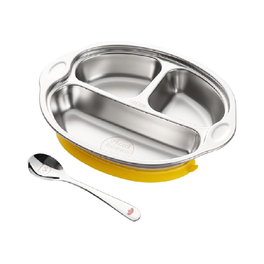推荐商品：onlycook 儿童餐盘304不锈钢餐具防滑吸盘宝宝婴儿盘子