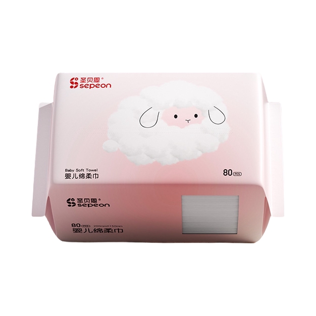 推荐商品：圣贝恩/sepeon 羊萌萌干湿两用婴儿绵柔巾加厚擦脸抽取