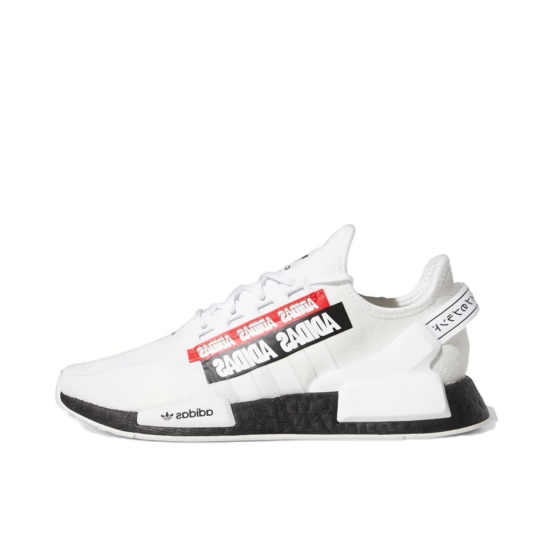 推荐商品：adidas Originals NMD R1 V2 减震 防滑耐磨 网面透气 舒适 运动 休闲鞋 白色/红色/黑色