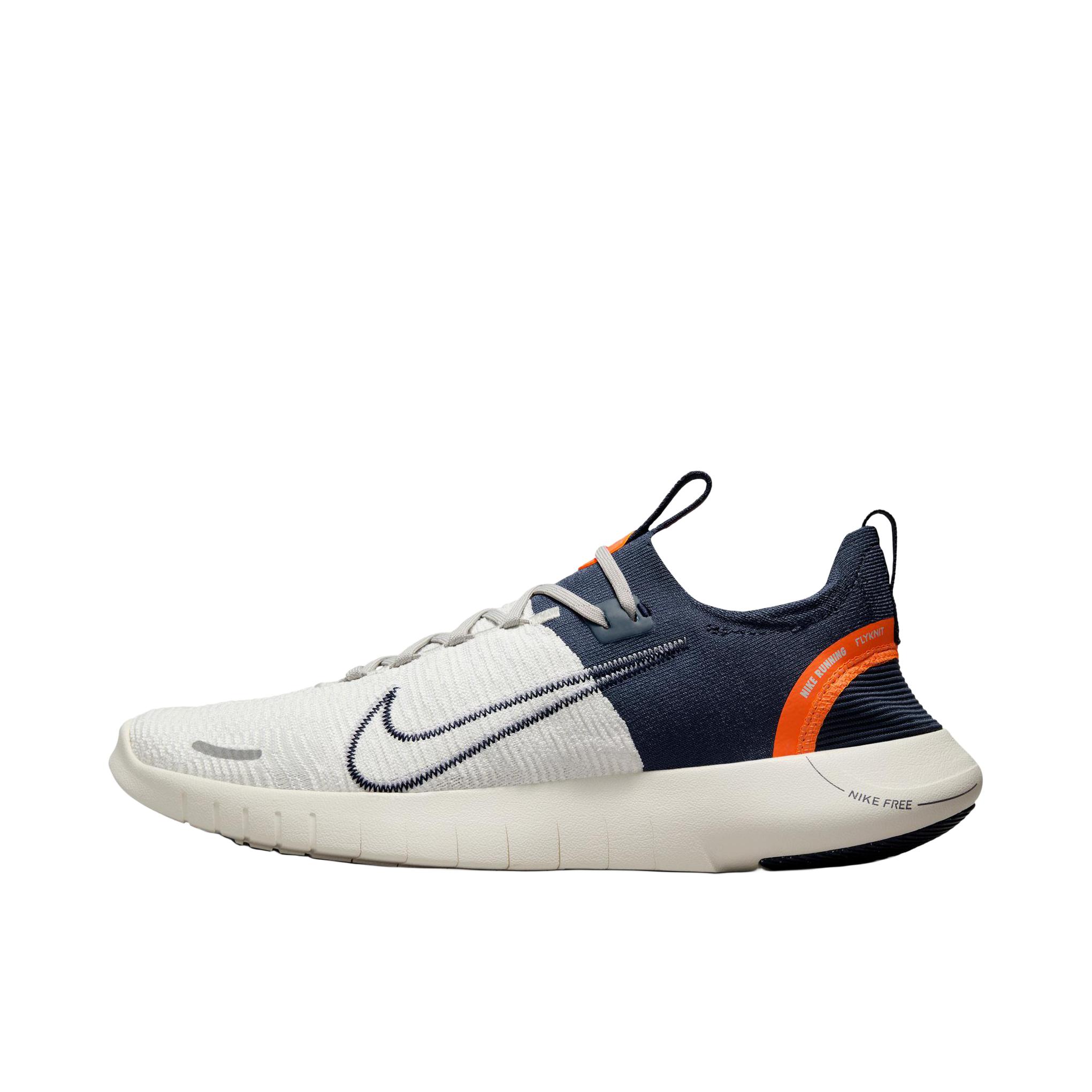 推荐商品：Nike Free Run Distance 跑鞋 防滑耐磨舒适透气缓震轻便运动百搭休闲赤足感 Nike 浅铁矿石灰/帆白/荷兰橙/闪电蓝