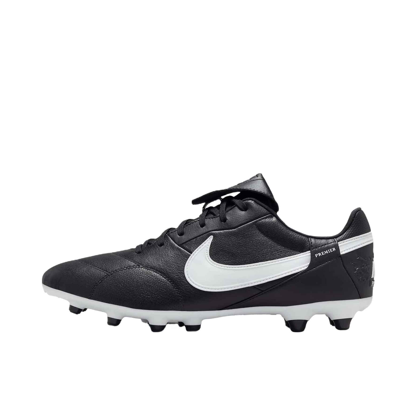 推荐商品：Nike Premier 3 FG 中端 胶质长钉 硬天然草场 抓地圆头 防滑耐磨 足球鞋 国外版/黑色/白色 