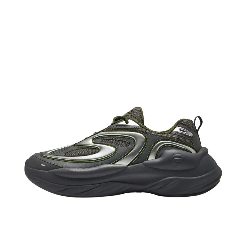 推荐商品：FILA/斐乐 Buzzard 陨石 防滑耐磨 厚底增高 网布 织物 合成革 支撑 防水 老爹鞋 灰色/银色
