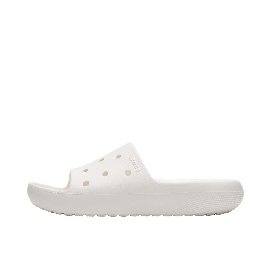 推荐商品：Crocs/卡骆驰 Classic Slide 2.0 一字型 外穿 防磨 露趾 套穿 圆头 户外 拖鞋 白色