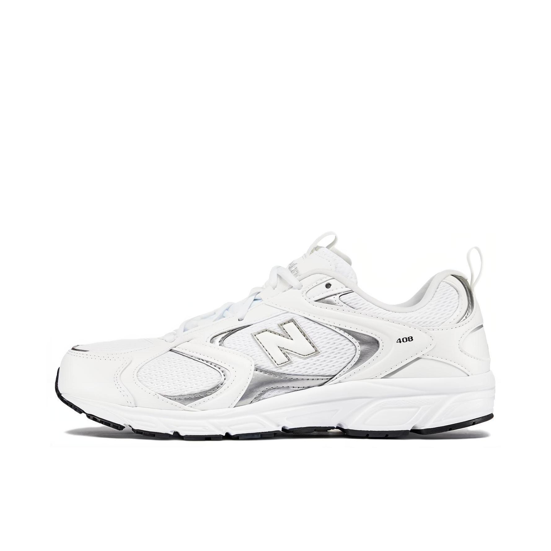 推荐商品：New Balance 408 织物 透气耐磨 防滑增高 舒适网面 时尚复古 潮流 运动休闲鞋 白色/银色 