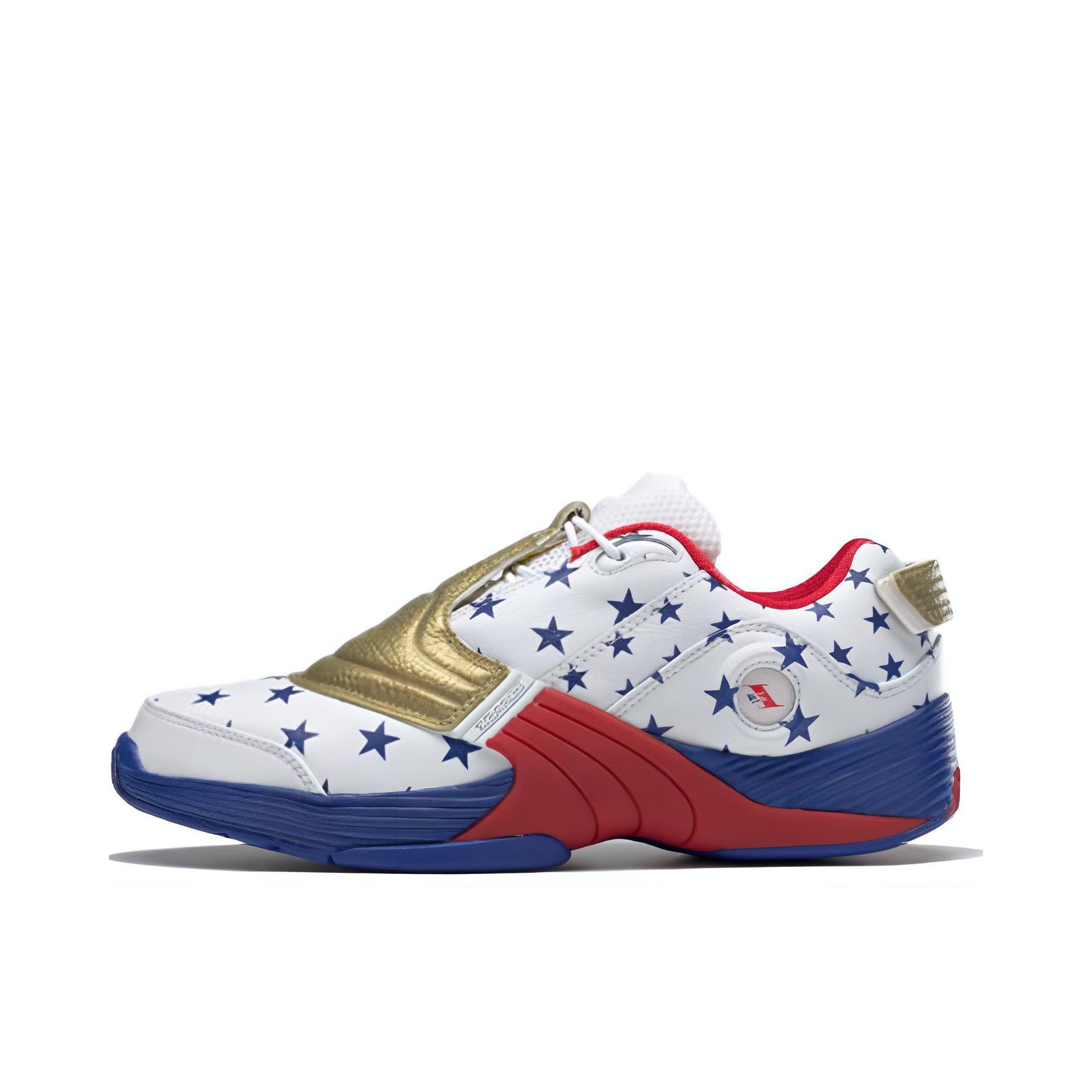 推荐商品：Reebok/锐步 Answer 5 合成革 复古潮流 运动休闲 防滑耐磨 篮球鞋 白红蓝