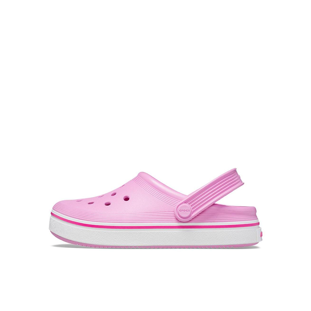 推荐商品：Crocs/卡骆驰 Off Court Clog 平板 沙滩 简约透气 外穿 防滑耐磨 轻便 平底 洞洞鞋 凉鞋儿童 小童/太妃粉