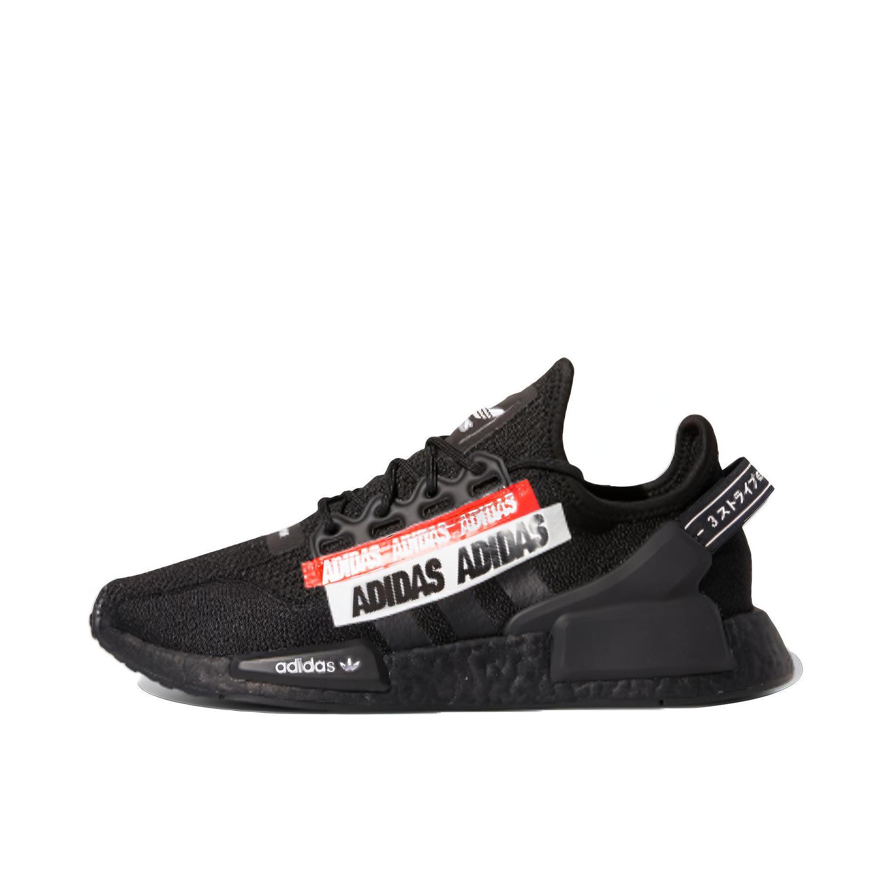 推荐商品：adidas Originals NMD R1 V2 减震 防滑耐磨 网面透气 舒适 运动 休闲鞋 黑色/白色/红色