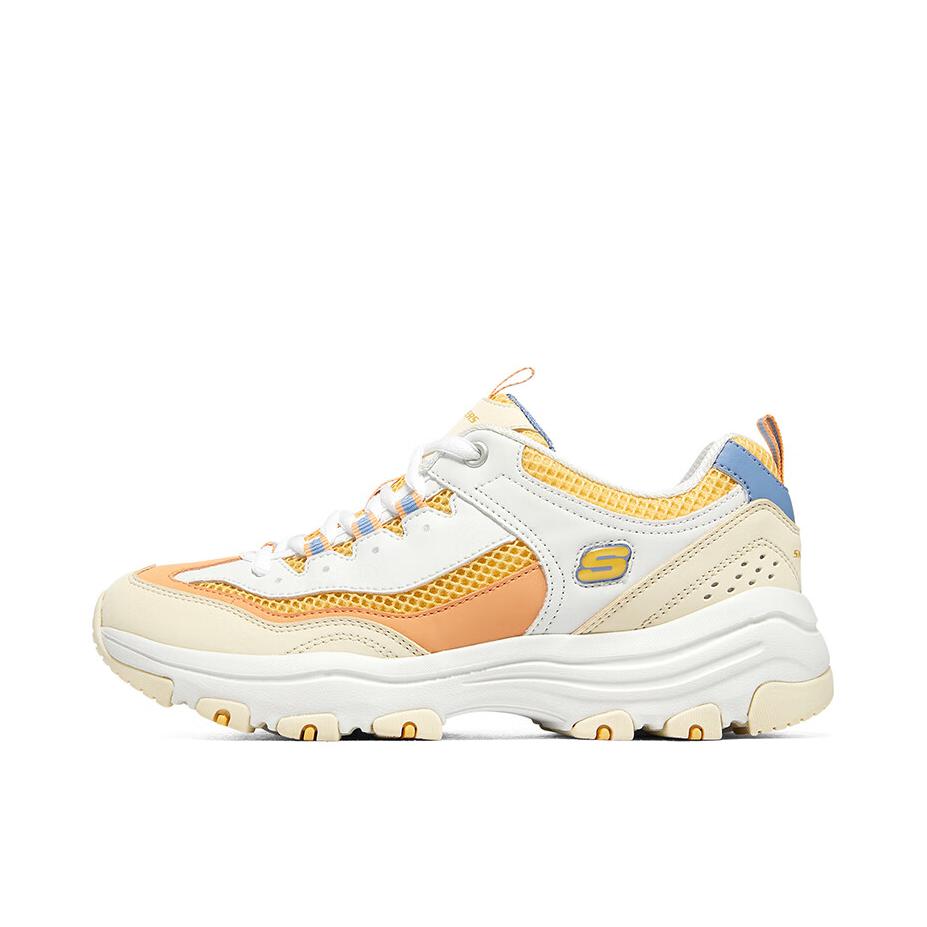推荐商品：Skechers/斯凯奇 I-Conik 奥利奥 老爹鞋 熊猫鞋 厚底增高复古时尚缓震透气运动休闲轻便 女款/黄色/白色