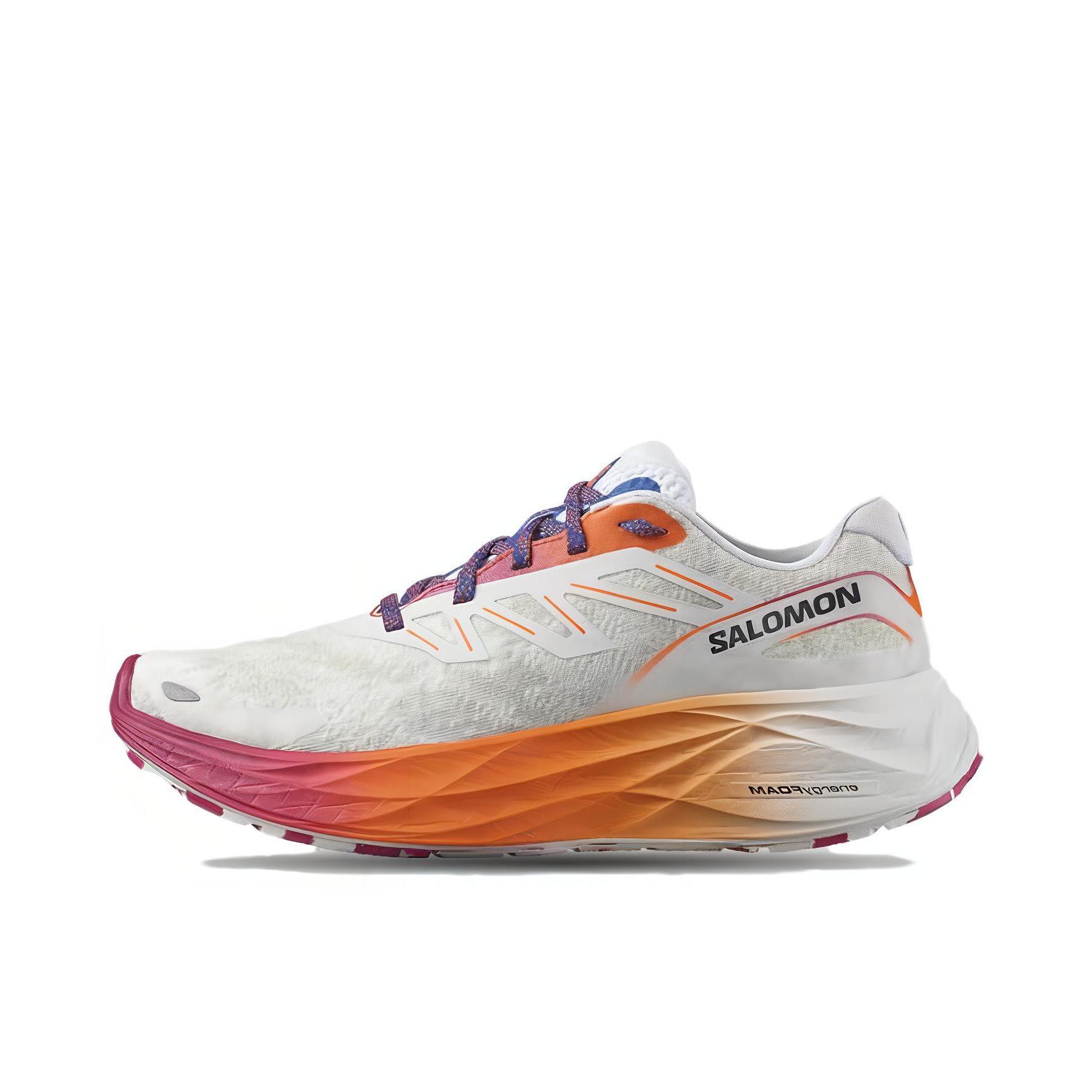 推荐商品：Salomon/萨洛蒙 Aero Glide 2 户外 防滑耐磨 缓震透气 稳定支撑 舒适百搭 跑鞋 女款/白色/桔色 