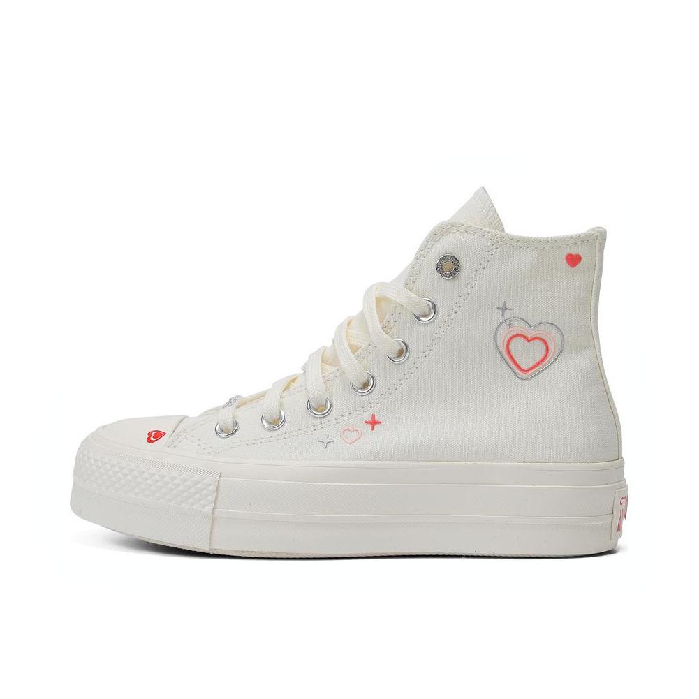 推荐商品：Converse/匡威 Chuck Taylor All Star 帆布鞋 常青款轻便防滑耐磨百搭复古圆头减震贴合高帮 女款米白色/红色