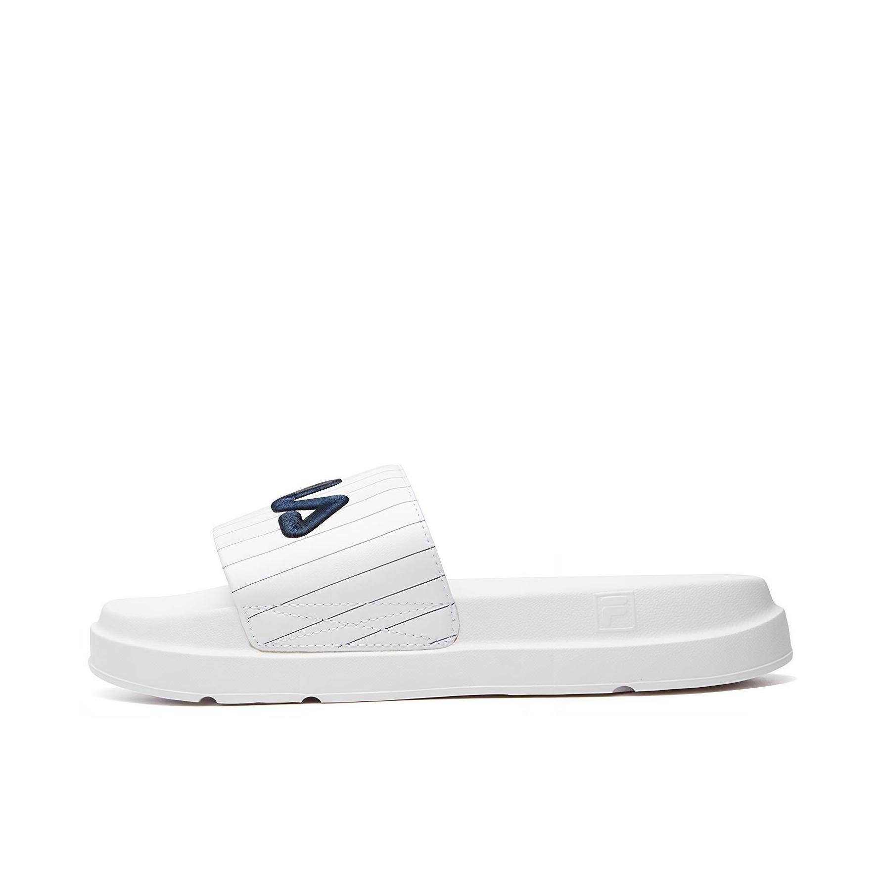 推荐商品：FILA/斐乐 Heritage 防滑耐磨 橡胶底 舒适轻便 百搭 沙滩运动 一字 拖鞋 F12W024610F 白