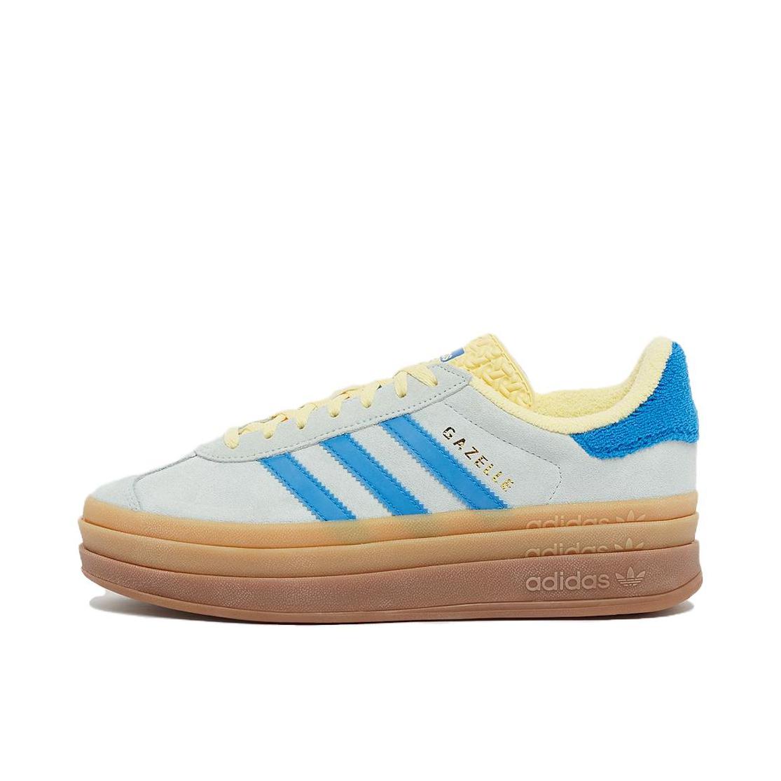 推荐商品：adidas Originals Gazelle Bold T头鞋 德训鞋 运动休闲鞋 经典厚底防滑耐磨贴合 蓝色/黄色