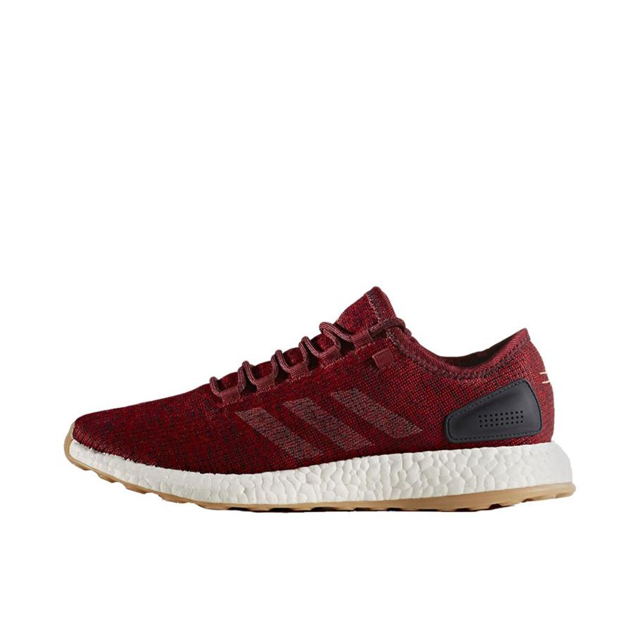 推荐商品：adidas Pure Boost 2017 跑鞋 减震耐磨网面透气轻便防滑运动支撑织物简约舒适圆头 Burgundy 深红