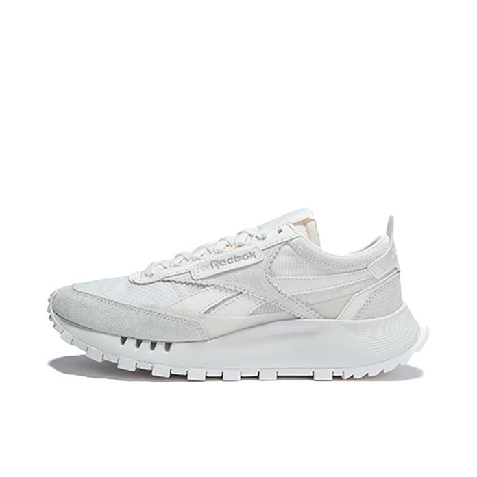 推荐商品：Reebok/锐步 Classic Leather Legacy 跑鞋 时尚复古合成革包裹性轻便减震增高  白色/灰色
