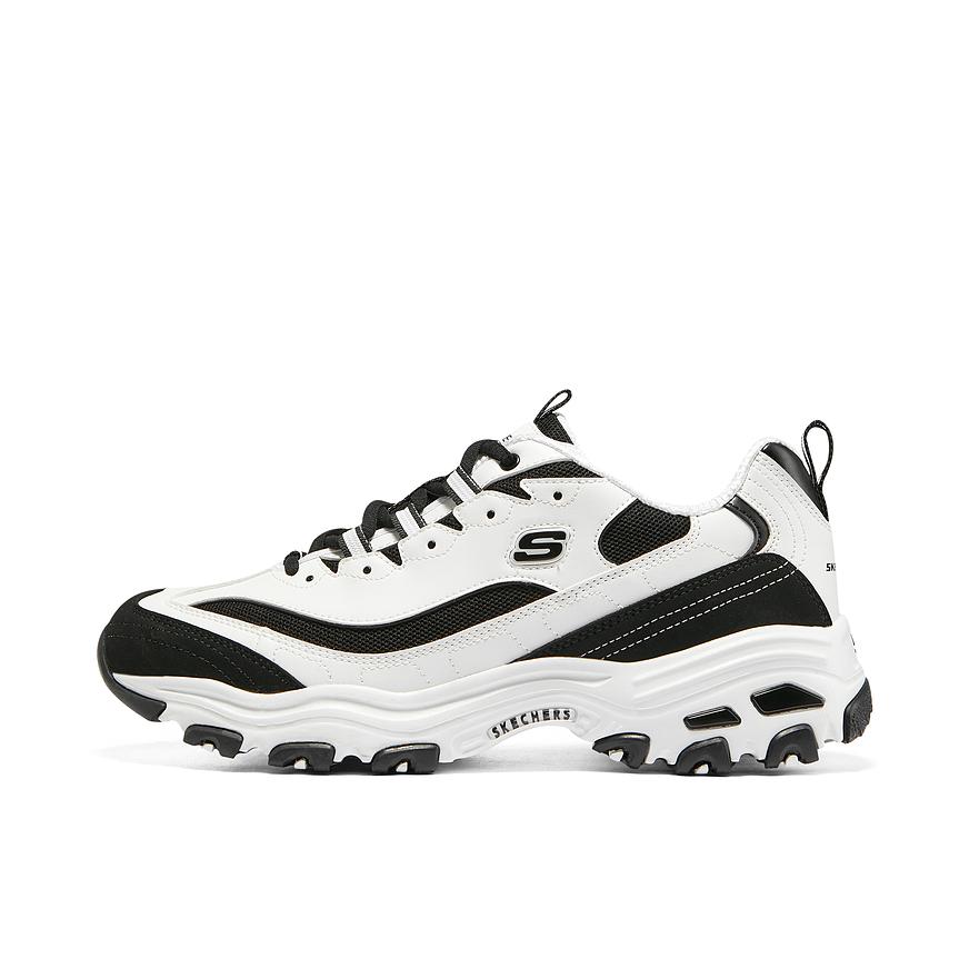 推荐商品：Skechers/斯凯奇 D'Lites 1.0 奶茶熊 熊猫鞋 老爹鞋 闪穿鞋 厚底增高复古缓震百搭 黑色/亮白色