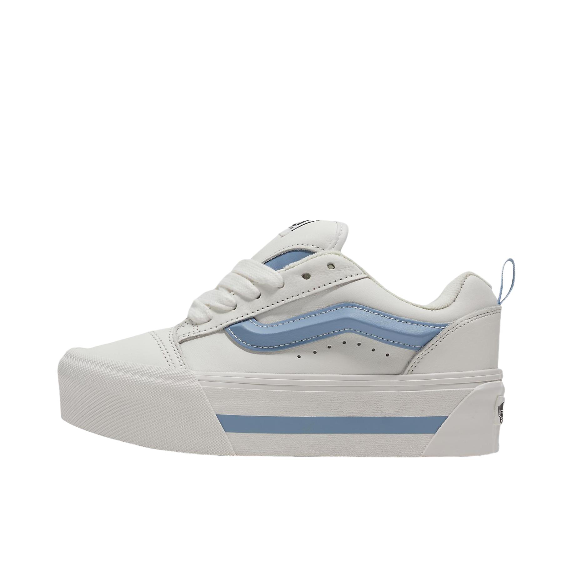 推荐商品：Vans/范斯 Knu Stack 舒适百搭 减震透气 防滑耐磨 增高厚底 轻便 面包鞋 运动休闲鞋 女款/白色/蓝色