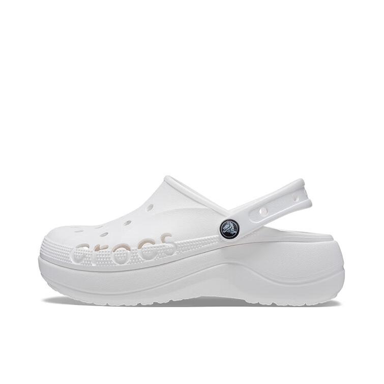 推荐商品：Crocs/卡骆驰 Baya Platform Clog 贝雅云彩 包头 厚底 暖棉 外穿 增高 涉水 舒适透气 耐磨 沙滩 凉鞋 女款/白色