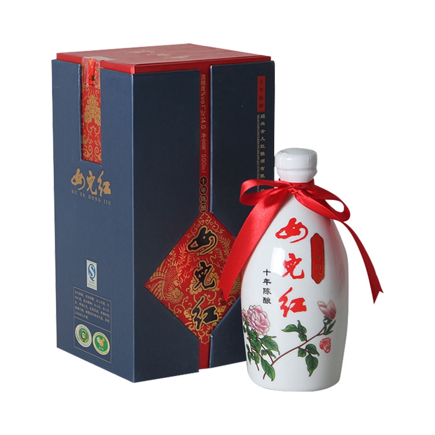 推荐商品：女儿红 十年陈酿 牡丹花雕酒 500ml 14度 黄酒 盒装