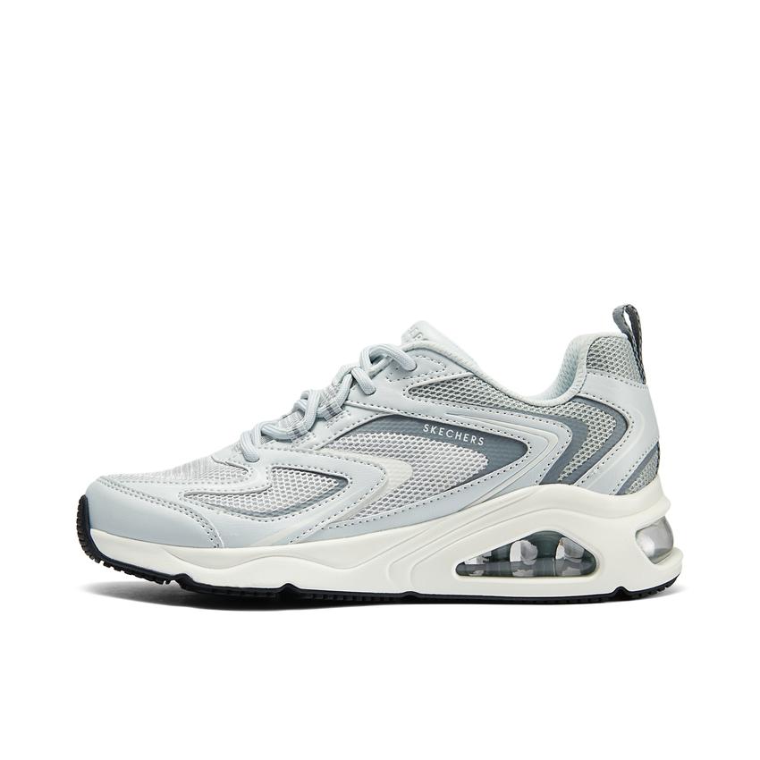 推荐商品：【成毅同款】 Skechers/斯凯奇 Street Tres-Air Uno 运动休闲鞋 减震网布透气防滑耐磨舒适百搭软底绑带织物增高拼接 女款/浅蓝色