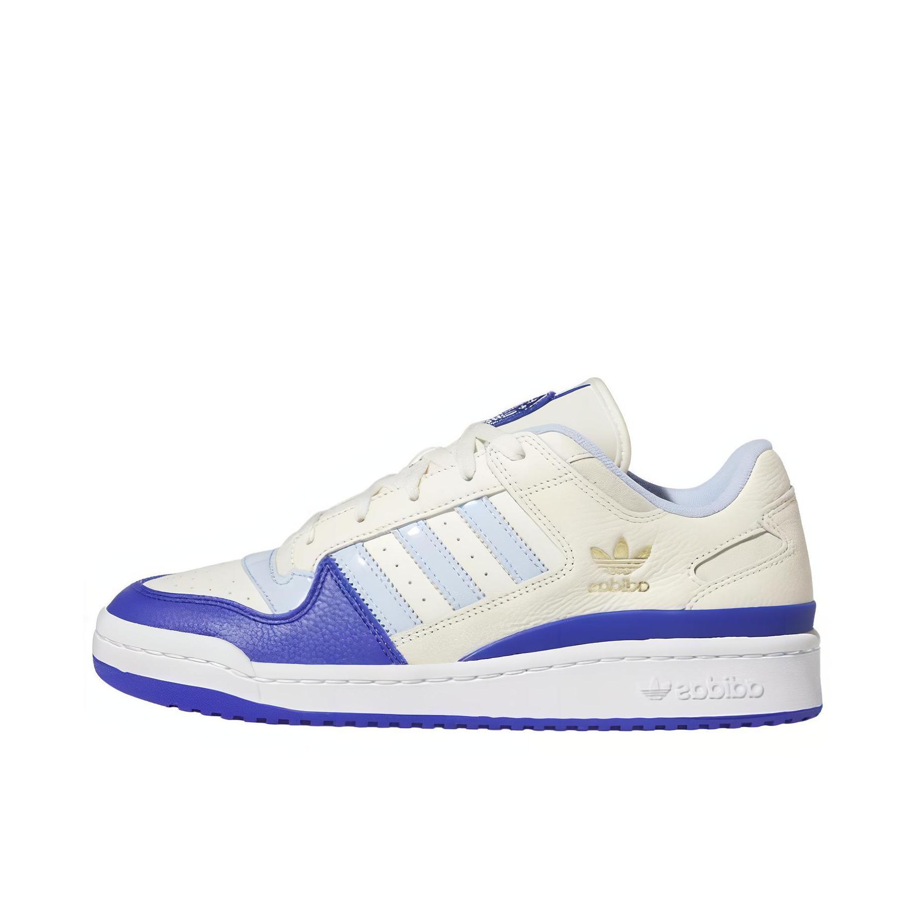 推荐商品：adidas Originals Forum 板鞋 轻便复古防滑时尚魔术贴篮球风薄底包裹性 蓝色/白色/米色