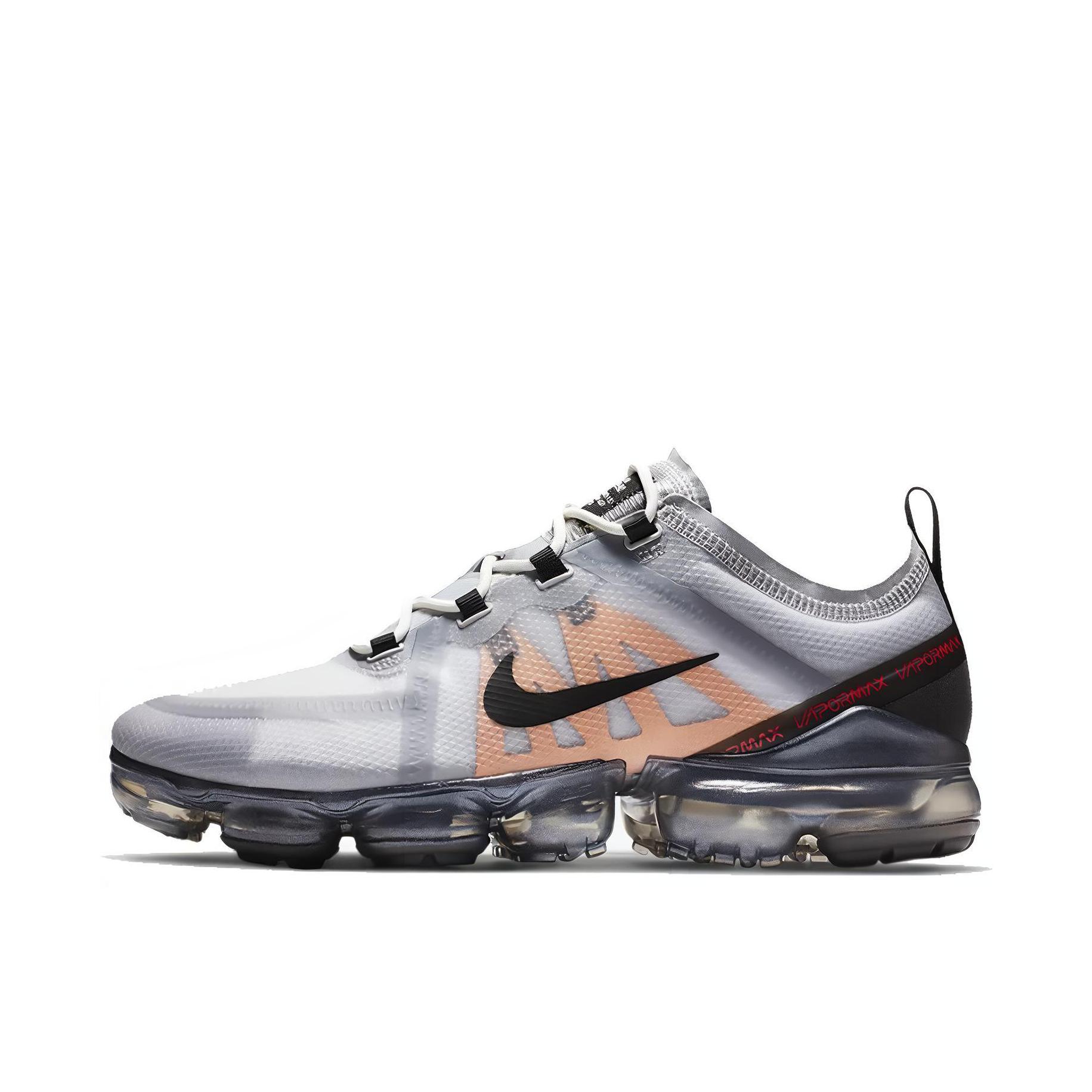 推荐商品：Nike Air VaporMax 2019 跑鞋 全掌气垫减震回弹防滑耐磨织物网布支撑运动 Wolf Grey/Pure Platinum/Fuel Orange/Black 灰橙