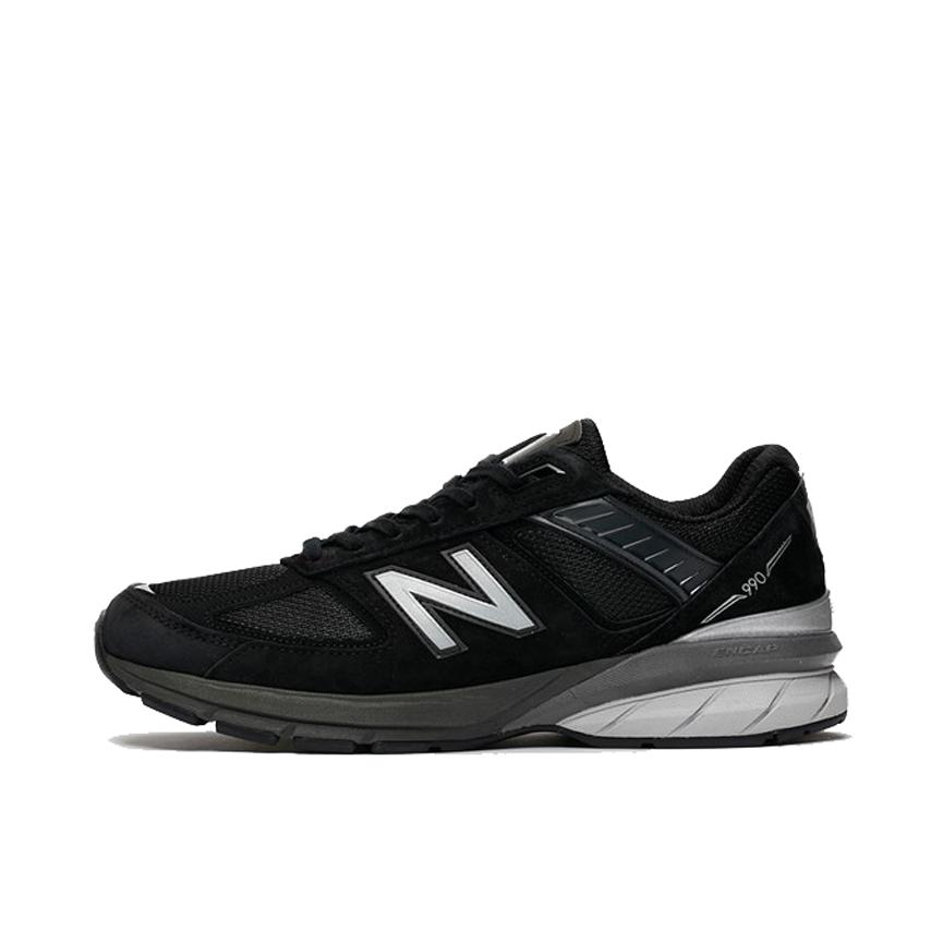 推荐商品：New Balance 990 V5 跑鞋 减震支撑轻便防滑网布透气织物回弹反毛皮复古合成革 Black V5/黑色/银色