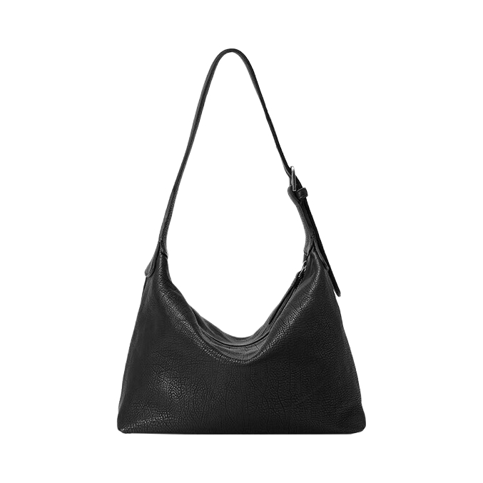 推荐商品：裘真 休闲通勤百搭头层植鞣胎牛皮饺子包手提包单肩包