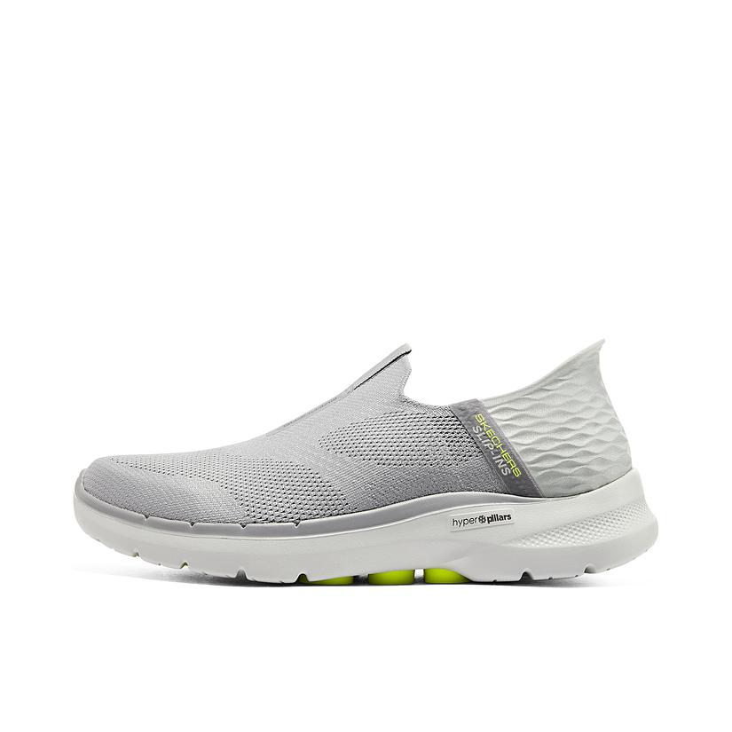 推荐商品：Skechers/斯凯奇 Go walk 6 舒适耐磨 减震回弹 轻便透气 网面 软底 轻质 一脚蹬 运动休闲鞋 124502 灰色/白色