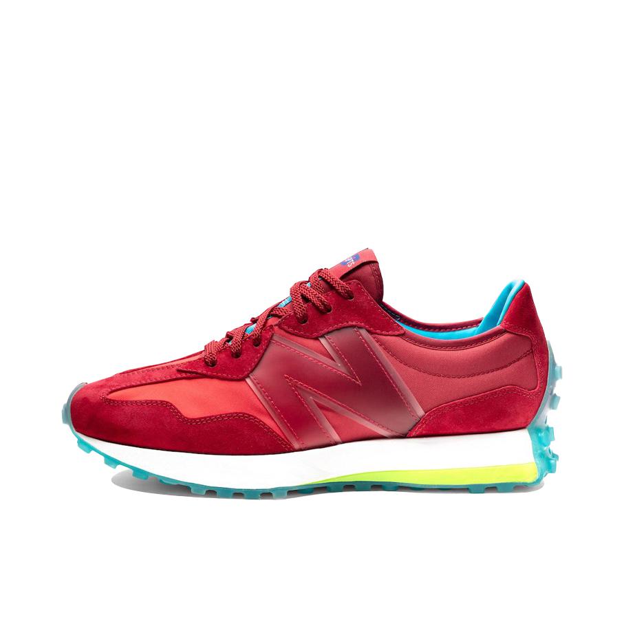 推荐商品：【IU同款】 New Balance 327 跑鞋 舒适复古防滑耐磨休闲透气减震拼接运动防水织物慢跑圆头 Concepts联名/红色/白色