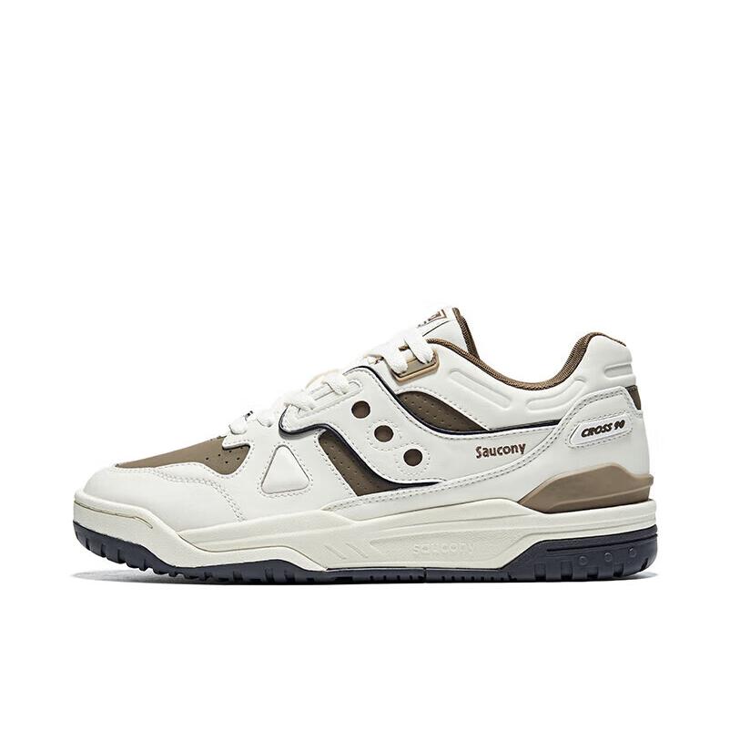 推荐商品：Saucony/索康尼 Cross 90 复古百搭 潮流 防滑耐磨 合成革 真皮 透气 增高 板鞋 运动休闲鞋 米色/褐色