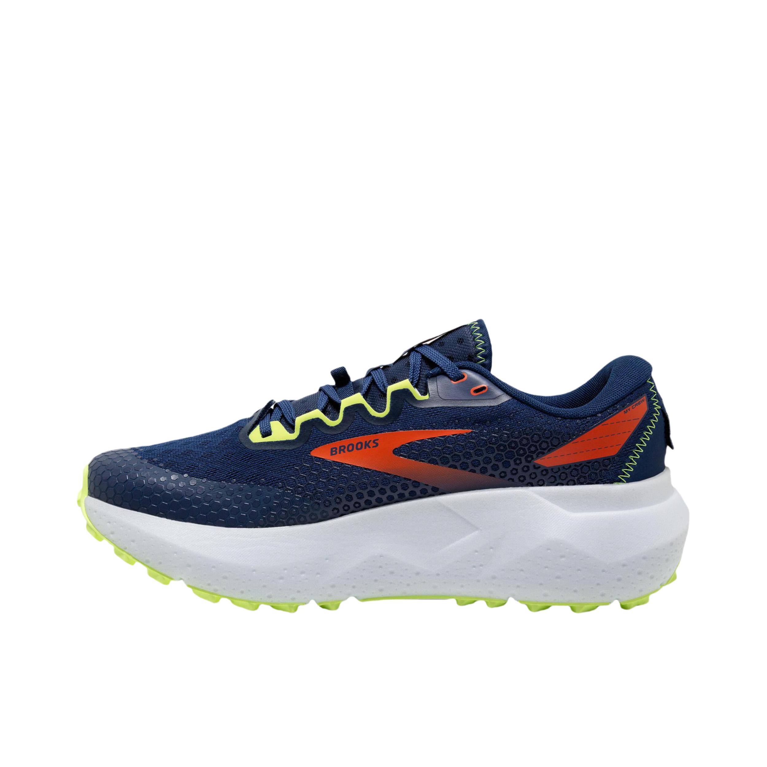 推荐商品：Brooks/布鲁克斯 Caldera 山啸 6 越野徒步 缓震 防滑 耐磨 网面 爬山 跑鞋 蓝色/白色/橙色