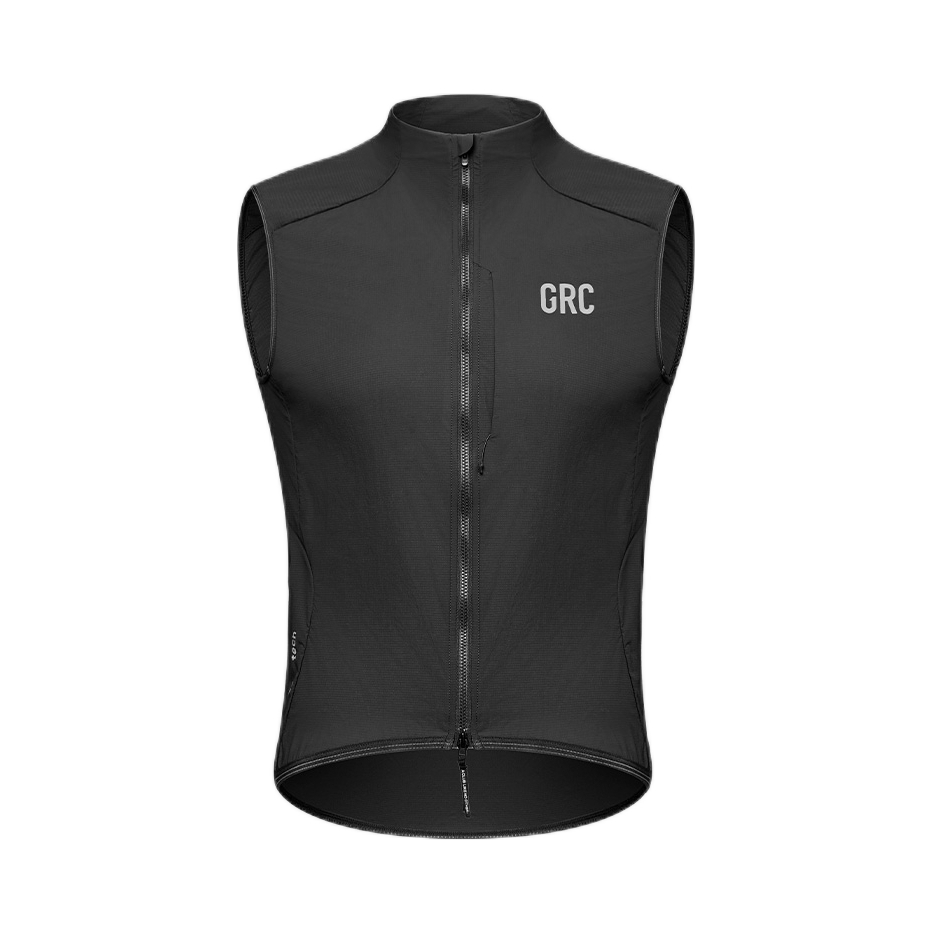 推荐商品：GRC/桀骜无尽 防水透气拉链骑行梭织马甲 男女同款 GRC00001012 黑