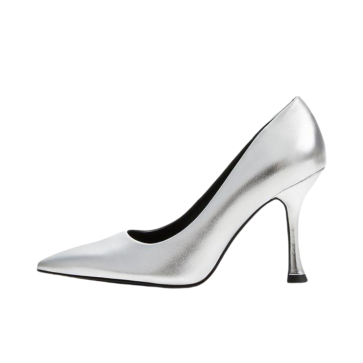 推荐商品：CHARLES&KEITH 通勤 尖头浅口 休闲 婚礼 纹理 亮钻 高跟鞋 CK1-60280435 银色