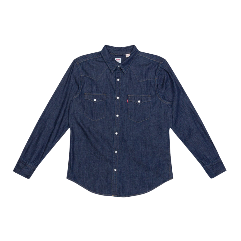 Levi's 再生棉牛仔长袖双口袋尖领翻领衬衫 85744-0000